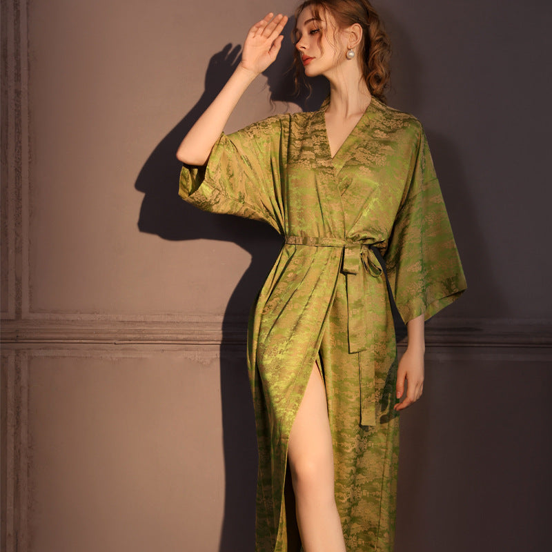 Summer High-grade Satin Jacquard Night Skirt Women