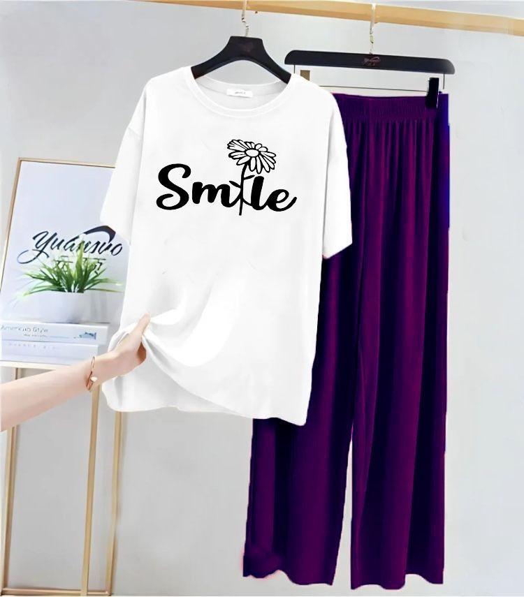 Smile Printed Cotton Jersey Night Suit