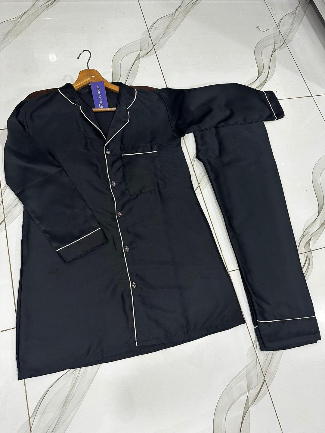 2 pcs Silk Plain Night Suit