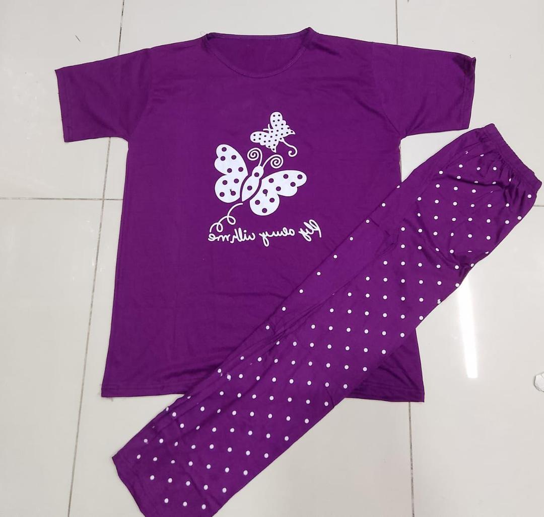 2 Pcs Printed Cotton Jersey Night Suit