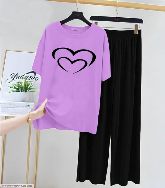 Heart Printed Night Suit Good Quality